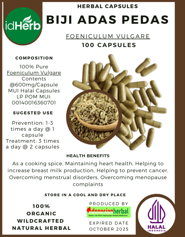 Pure Foeniculum Vulgare powder in capsule. it is for maintainance health